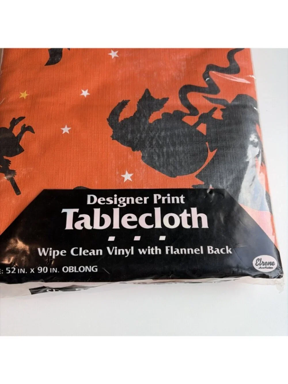 Vintage Halloween Witch Kitchen Tablecloth Flannel Backed Vinyl Rectangle 52x90”
